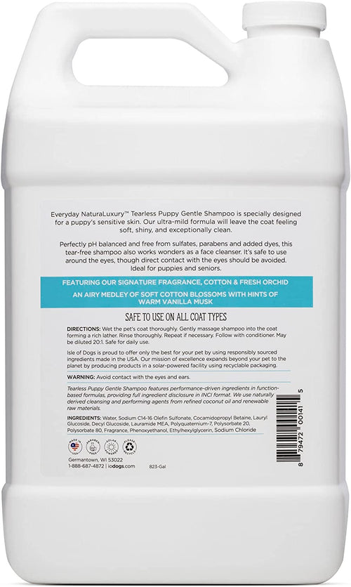 - Everyday Natural Luxury Tearless Puppy Shampoo - Cotton + Fresh Orchid - Sulfate & Paraben Free Formula - 1 Gal, (823-Gal)