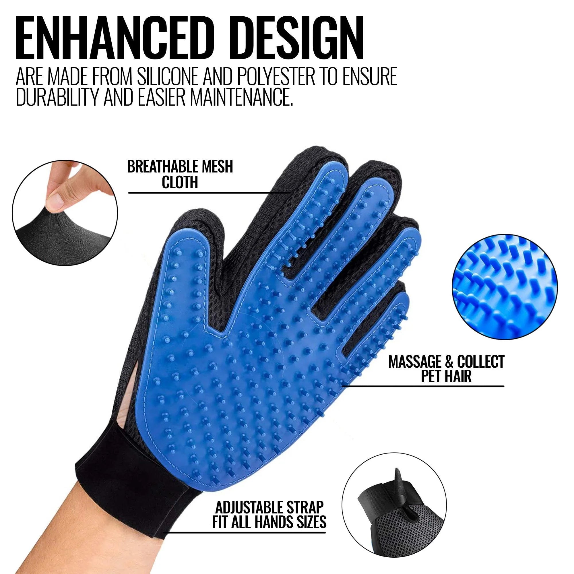 Revolutionary Pet Grooming Gloves - Deshedding Mitts for Dogs & Horses, Perfect for Massage & Hair Removal!