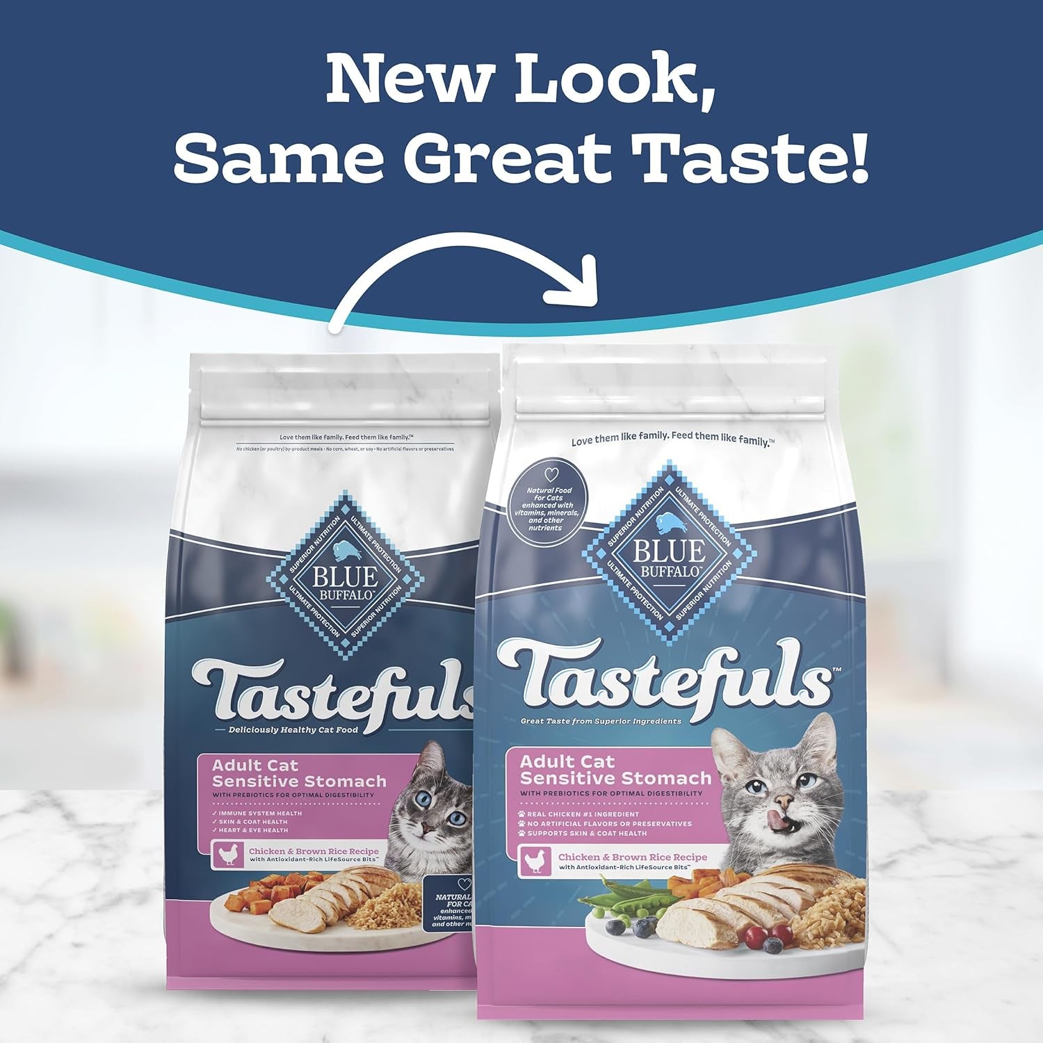 Tastefuls Natural Chicken & Brown Rice Dry Cat Food for Sensitive Stomachs - 15-Lb Bag