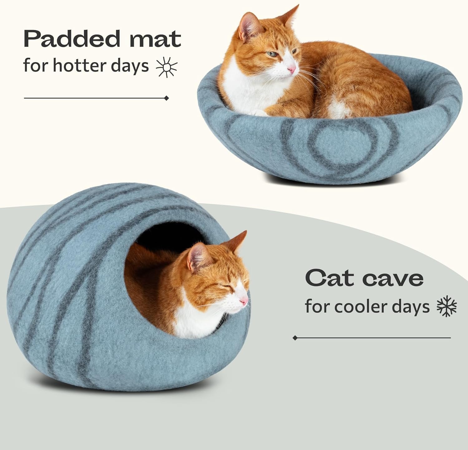 Luxurious Aquamarine Medium Felt Cat Cave Bed for Ultimate Comfort