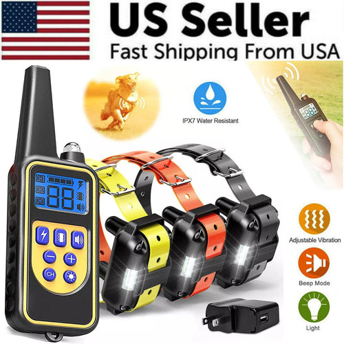 3000 FT Rechargeable Dog Training Collar - Waterproof Remote Shock Trainer for Effective Pet Obedience