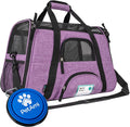Airline Approved Soft Sided Pet Carrier for Cats & Small Dogs - Comfortable Travel Bag with Sherpa Bed, Breathable Mesh, Collapsible Bowl, Up to 18 Lbs, Stylish Heather Purple