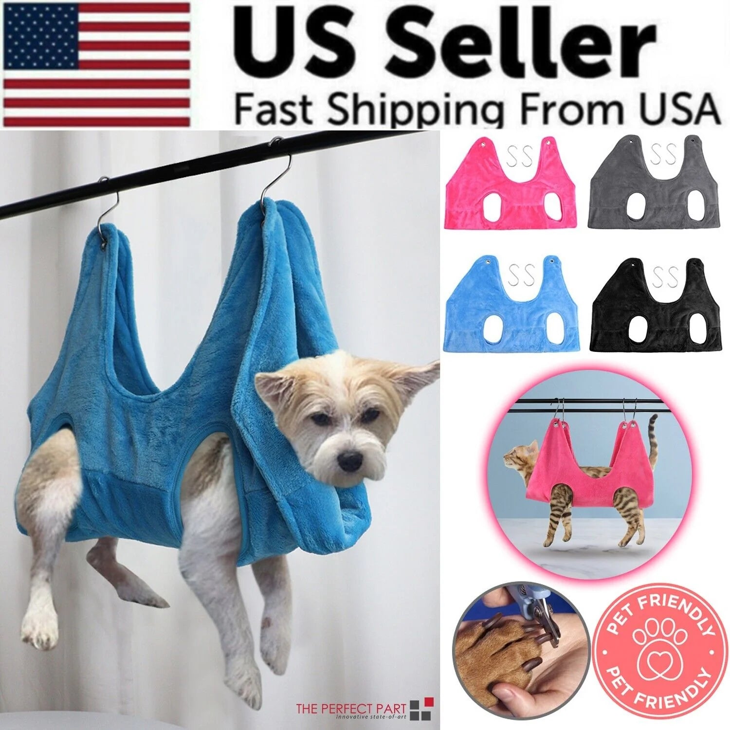 Portable Pet Grooming Hammock Harness - Breathable Dog & Cat Grooming Helper
