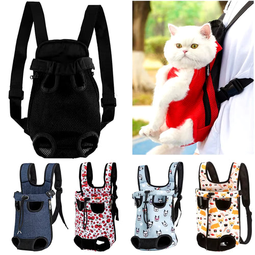 Adjustable Dual-Shoulder Pet Carrier Backpack for Cats and Dogs - Portable Outdoor Travel and Hiking Bag