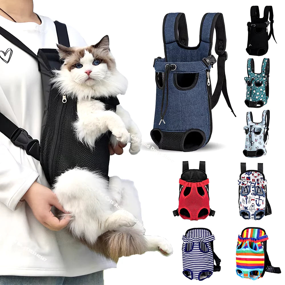 Adjustable Dual-Shoulder Pet Carrier Backpack for Cats and Dogs - Portable Outdoor Travel and Hiking Bag