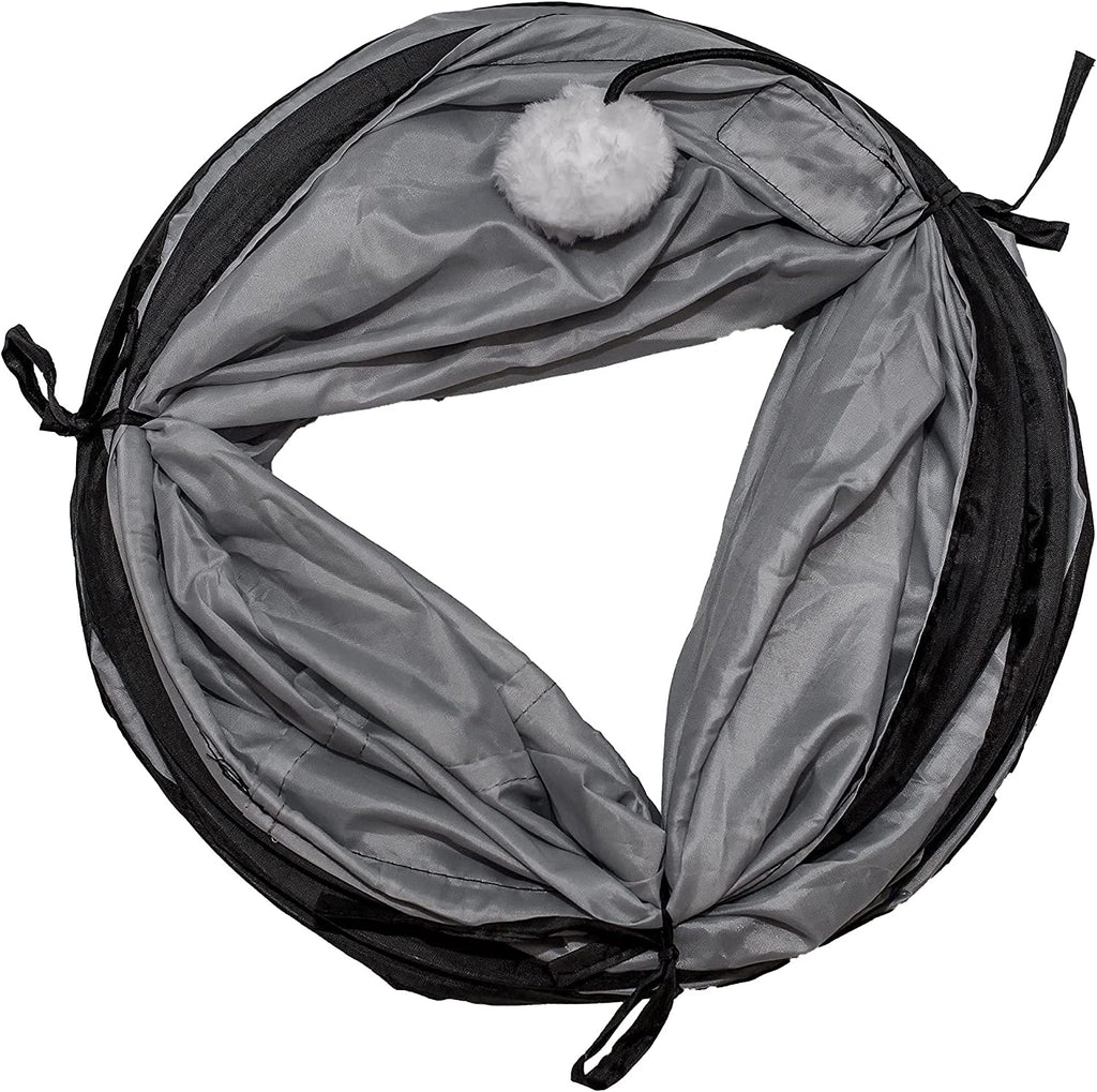 Collapsible Cat Tunnel with Peek Hole & Ball - Fun Hideaway Play Tube for Indoor Cats