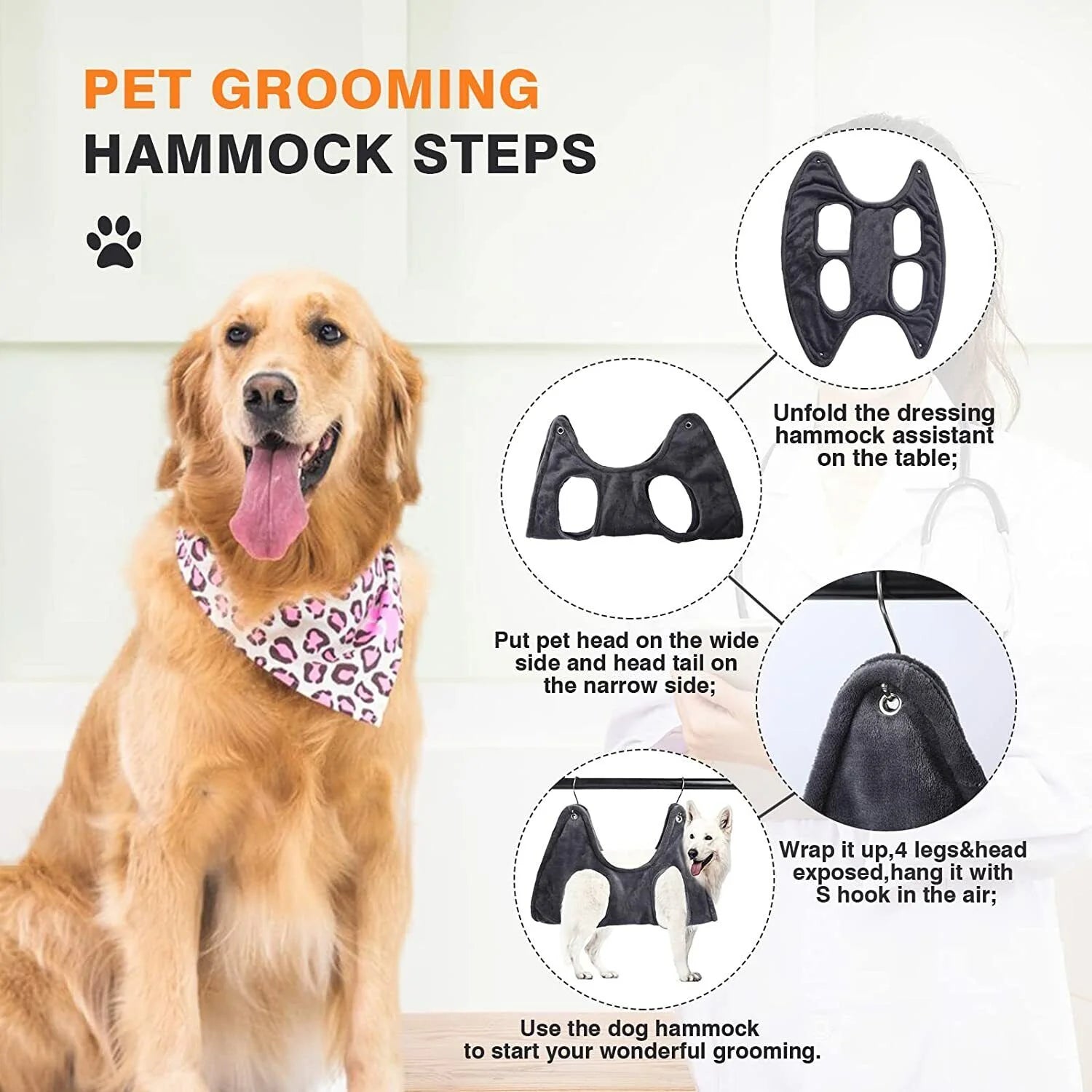 Portable Pet Grooming Hammock Harness - Breathable Dog & Cat Grooming Helper
