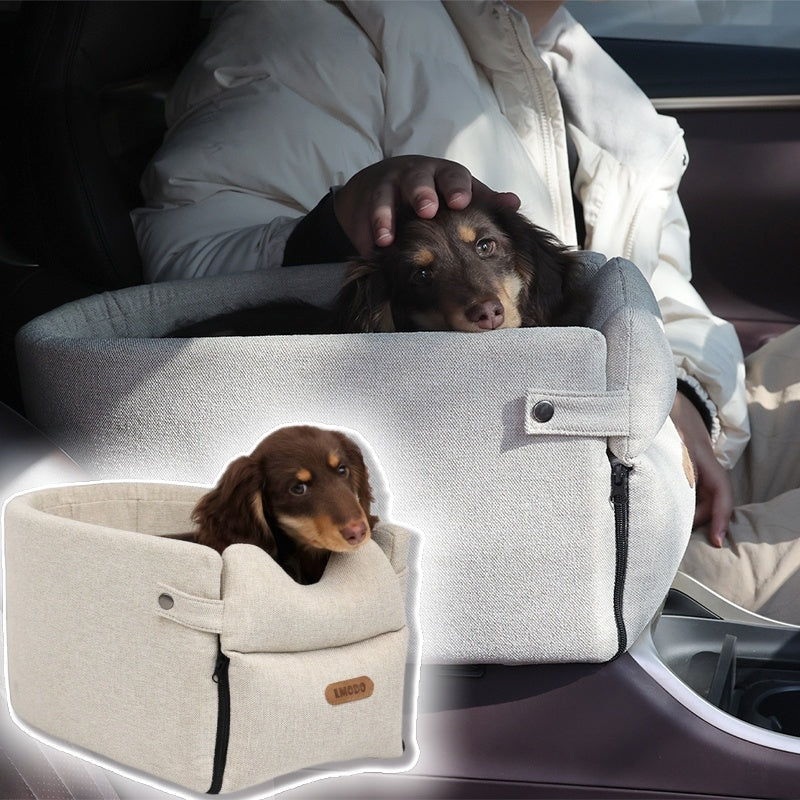 Portable Dog Car Seat Bed - Safe Travel Carrier for Small Dogs & Cats