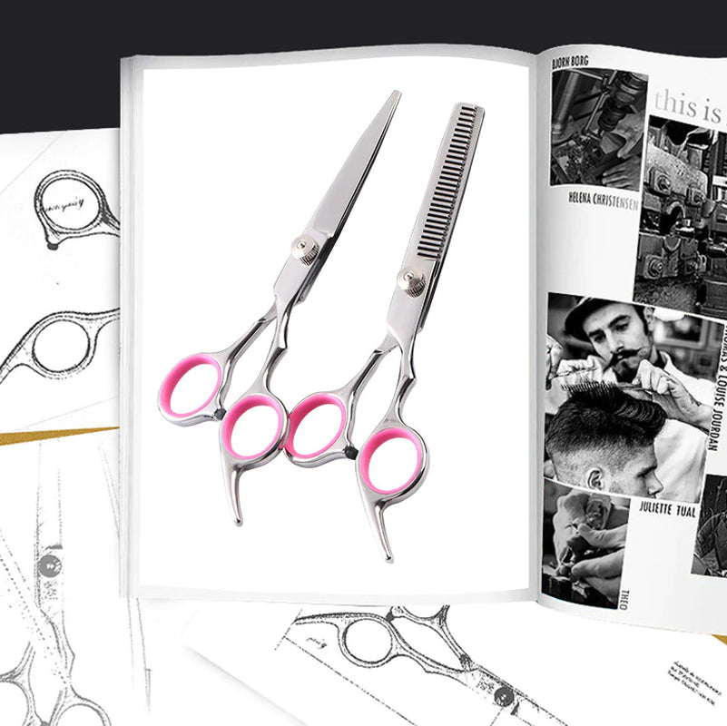 Professional Pet Dog Grooming Scissors Set - Stainless Steel Straight, Curved, and Thinning Shears