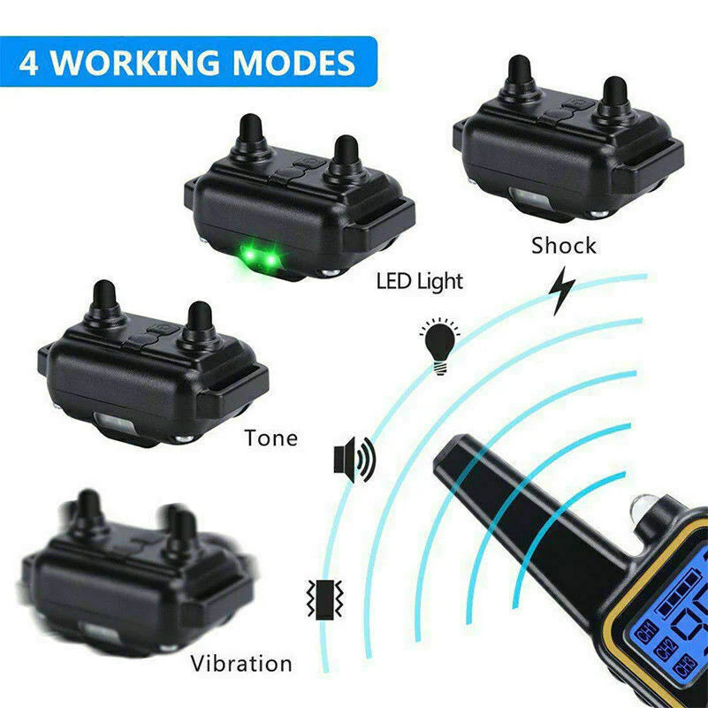 3000 FT Rechargeable Dog Training Collar - Waterproof Remote Shock Trainer for Effective Pet Obedience