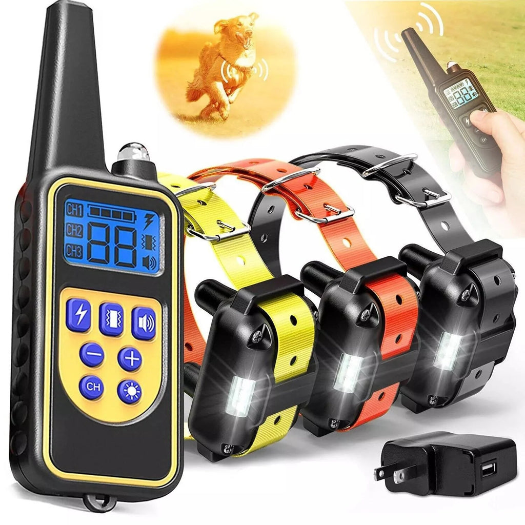 3000 FT Rechargeable Dog Training Collar - Waterproof Remote Shock Trainer for Effective Pet Obedience