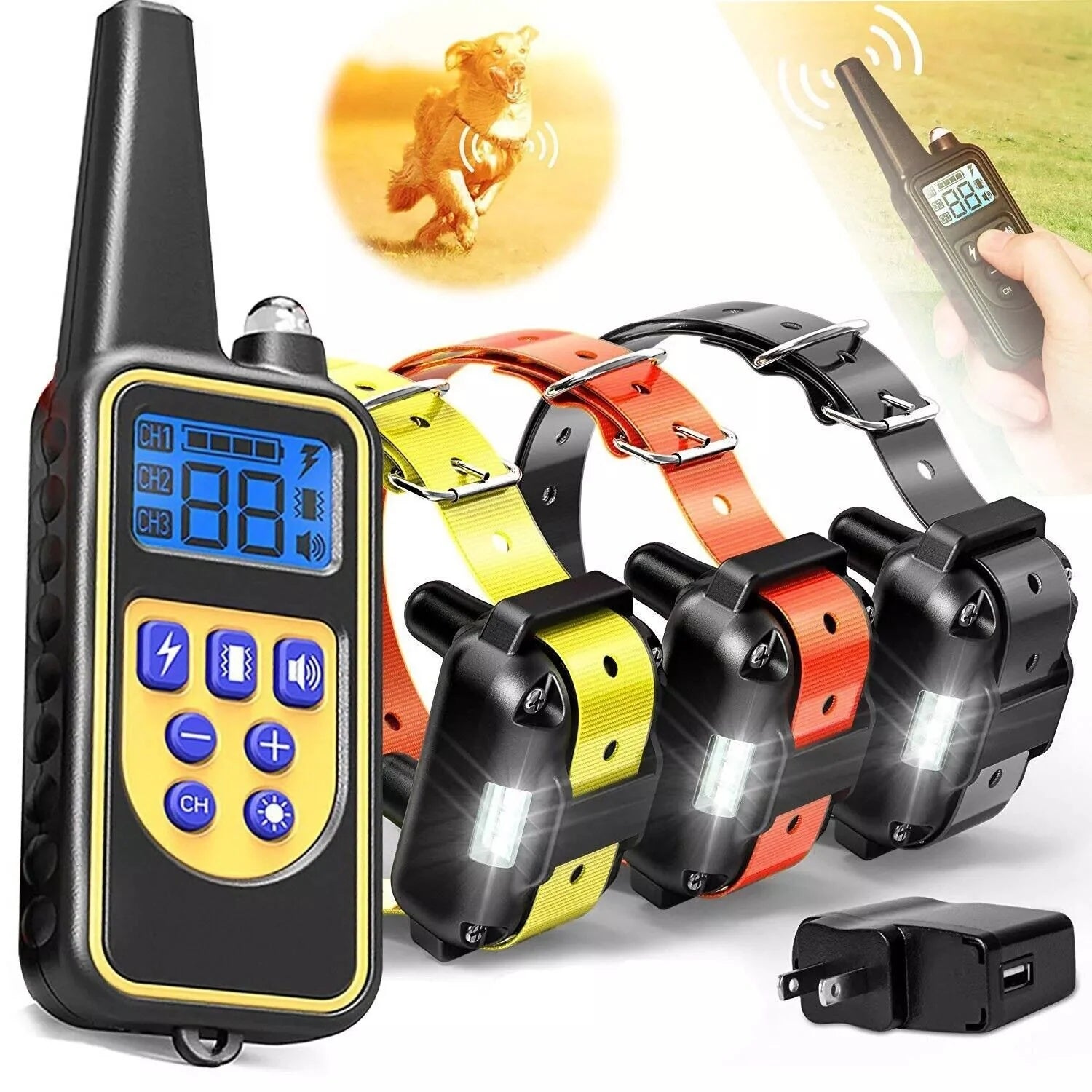 3000 FT Rechargeable Dog Training Collar - Waterproof Remote Shock Trainer for Effective Pet Obedience