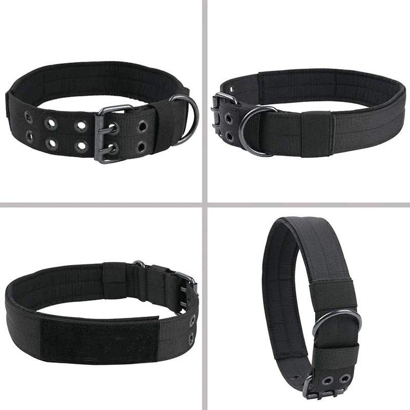 2" Wide Tactical Heavy Duty Nylon Large Dog Collar - K9 Military Style with Secure Metal Buckle for Ultimate Strength and Comfort