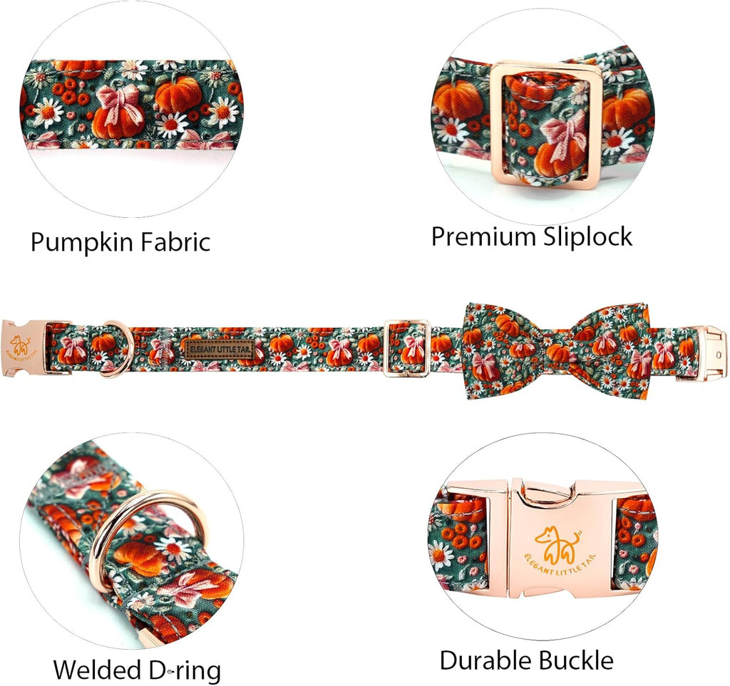 Adorable Fall Dog Collar - Halloween Pumpkin & Flower Print, Adjustable Cotton Collars for All Breeds, Perfect for Stylish Pets!