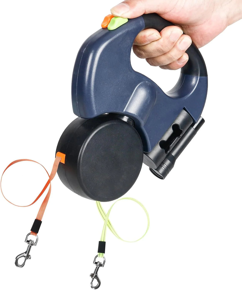 Revolutionary Dual Pet Leash - Retractable Reflective 360° Swivel for Effortless Double Dog Walking!
