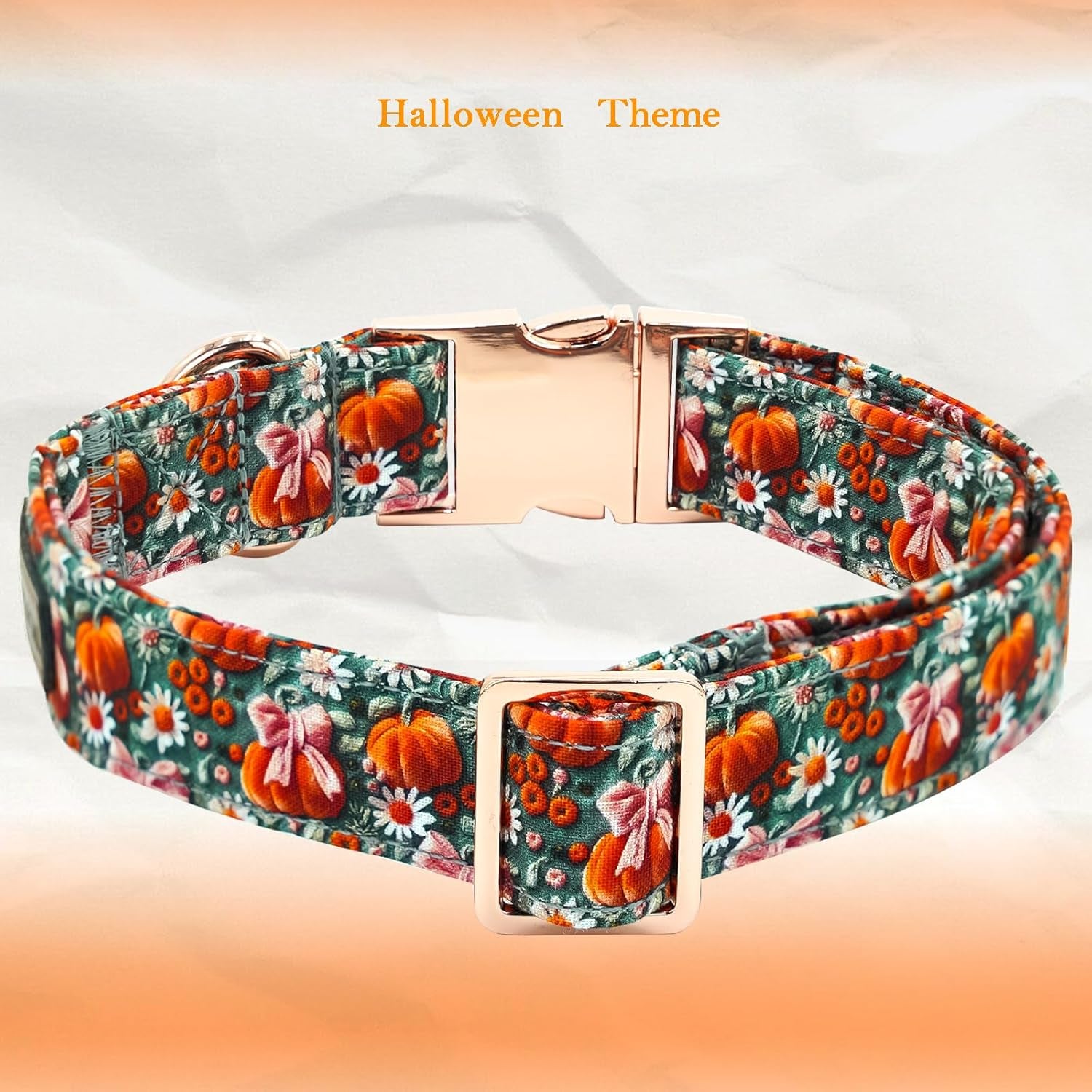 Adorable Fall Dog Collar - Halloween Pumpkin & Flower Print, Adjustable Cotton Collars for All Breeds, Perfect for Stylish Pets!