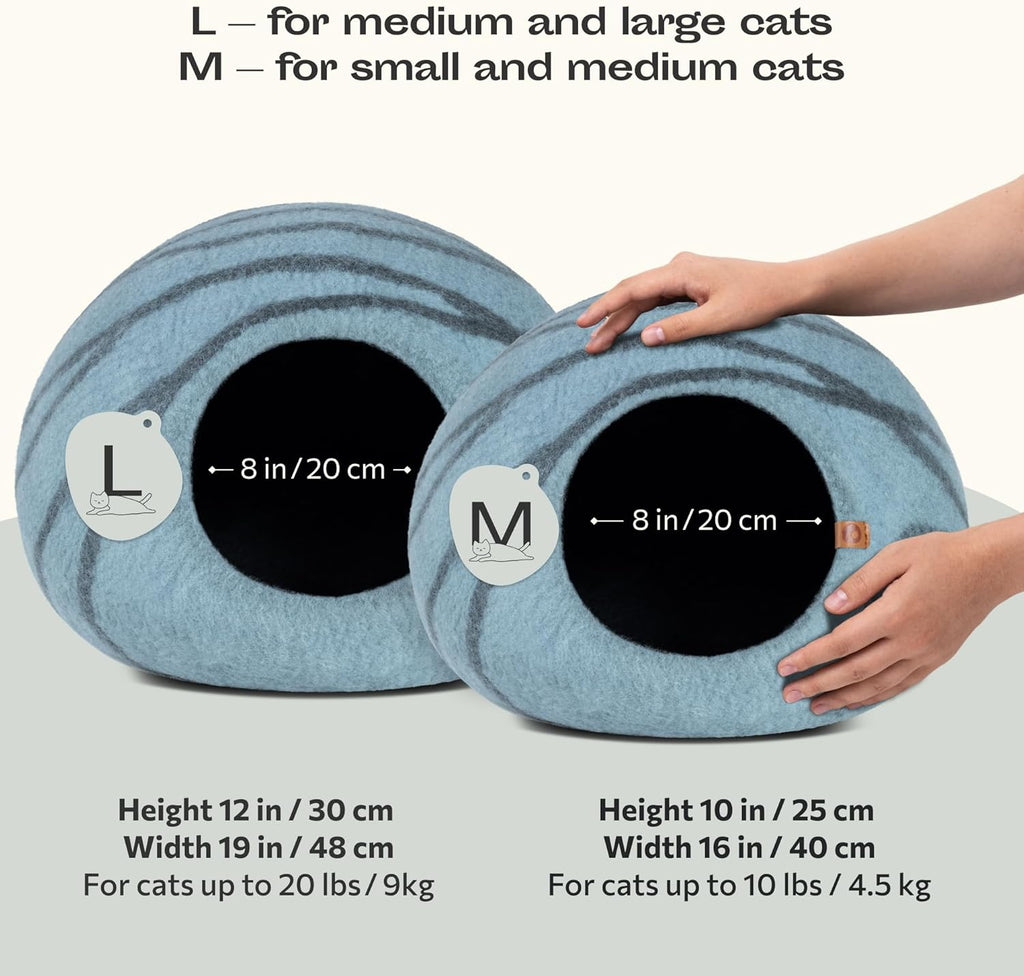 Luxurious Aquamarine Medium Felt Cat Cave Bed for Ultimate Comfort