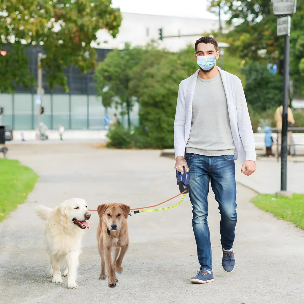 Revolutionary Dual Pet Leash - Retractable Reflective 360° Swivel for Effortless Double Dog Walking!