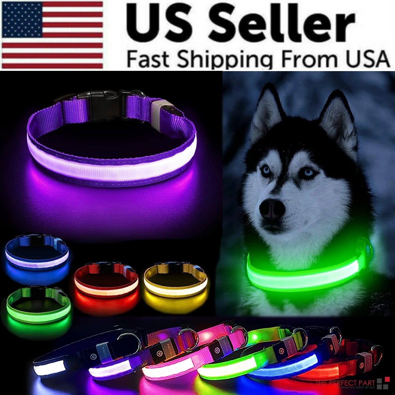 Illuminate Your Dog's Safety with Our LED Adjustable Light-Up Collar - Waterproof and Stylish