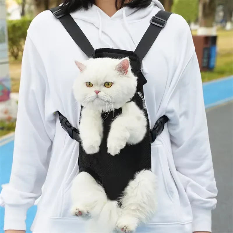 Adjustable Dual-Shoulder Pet Carrier Backpack for Cats and Dogs - Portable Outdoor Travel and Hiking Bag