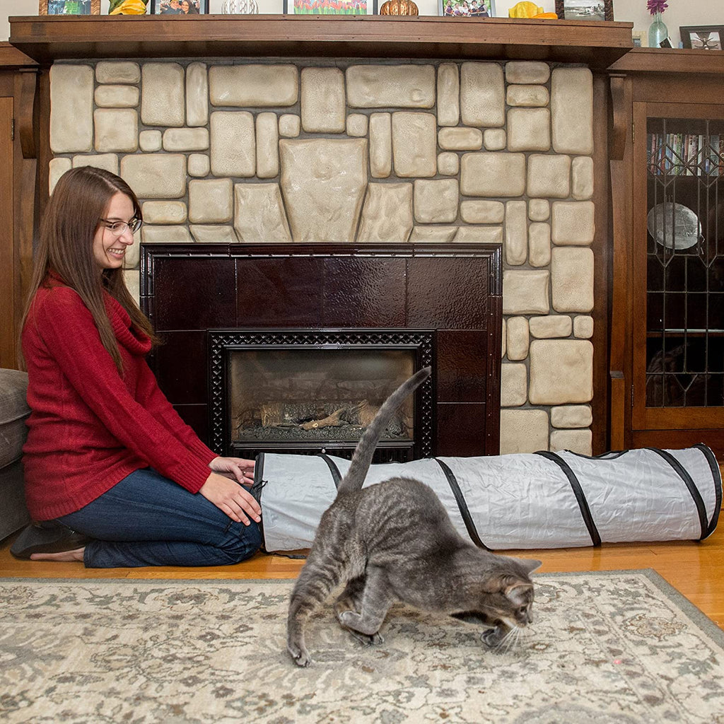 Collapsible Cat Tunnel with Peek Hole & Ball - Fun Hideaway Play Tube for Indoor Cats