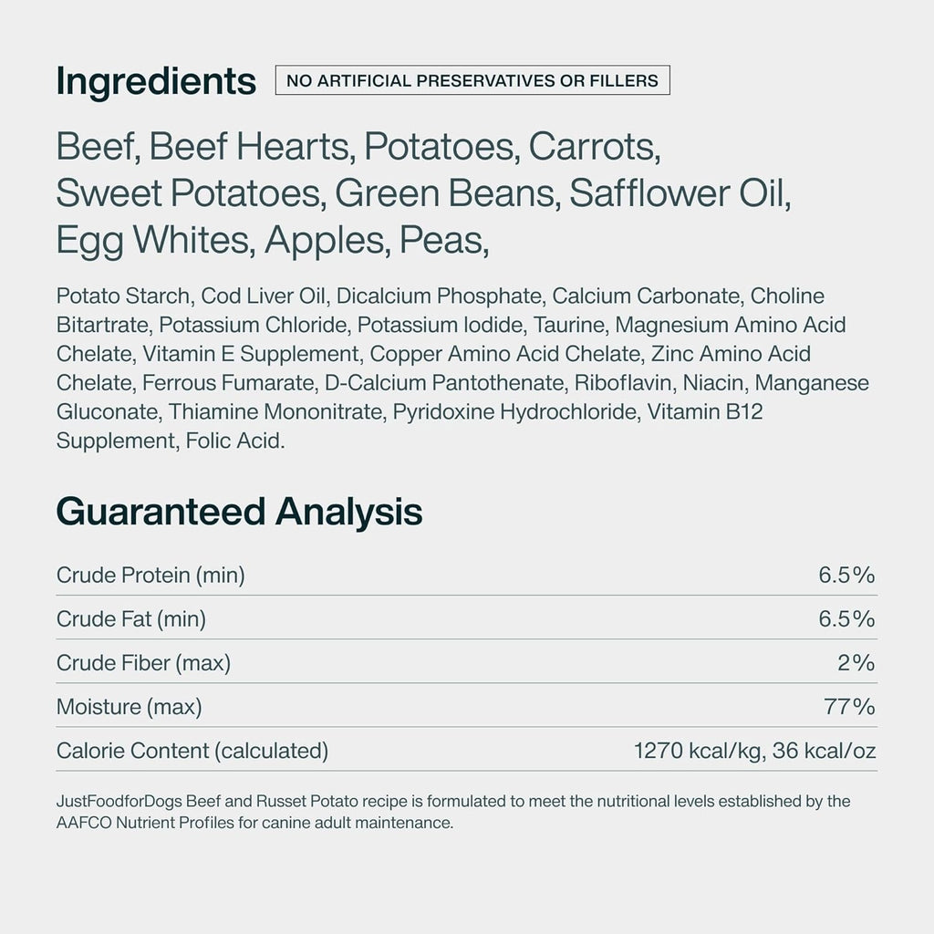 Pantry Fresh Beef & Russet Potato Wet Dog Food - Complete Meal or Tasty Topper, Human Grade Recipe, 12.5 Oz (Pack of 6)