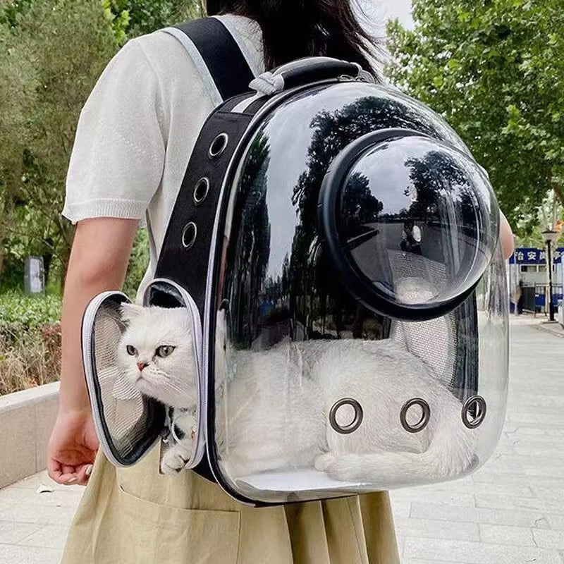 Space Capsule Pet Carrier Backpack - Breathable & Portable Transparent Design for Cats and Dogs