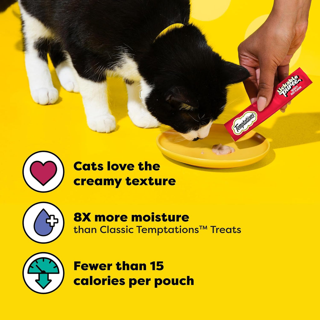 Indulgent Creamy Puree Cat Treats - Beef Liver & Cheese Variety Pack, 24 Squeezable Tubes, 0.42 Oz Each