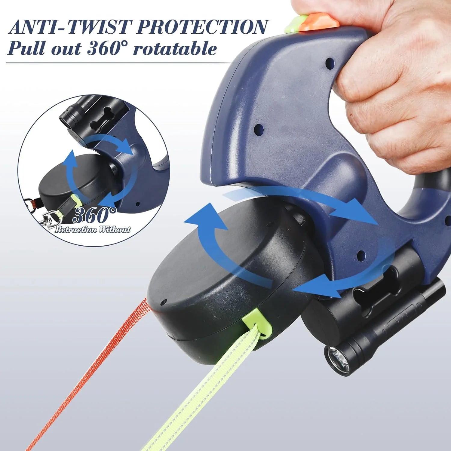 Revolutionary Dual Pet Leash - Retractable Reflective 360° Swivel for Effortless Double Dog Walking!