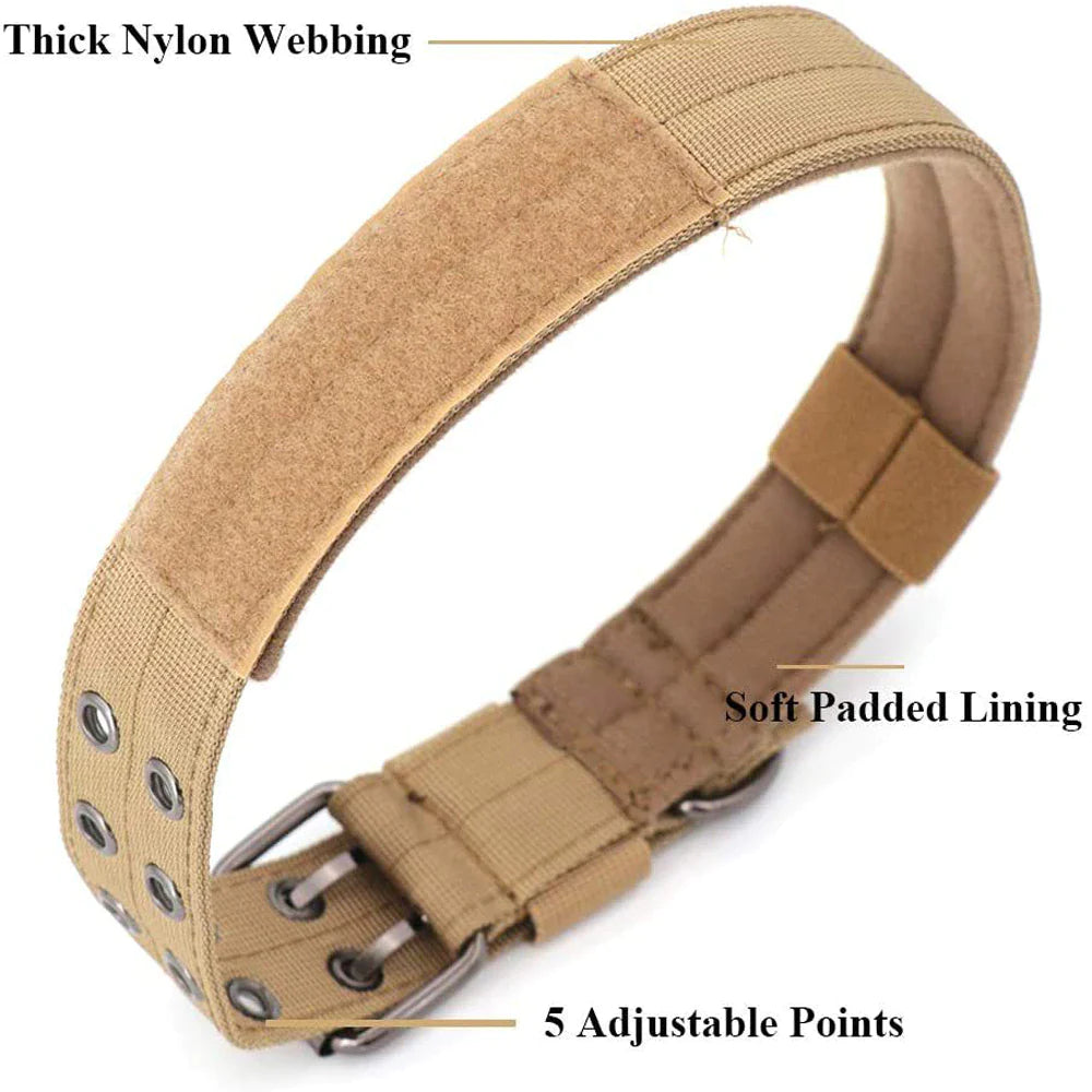 2" Wide Tactical Heavy Duty Nylon Large Dog Collar - K9 Military Style with Secure Metal Buckle for Ultimate Strength and Comfort
