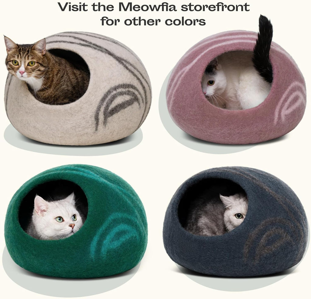 Luxurious Aquamarine Medium Felt Cat Cave Bed for Ultimate Comfort