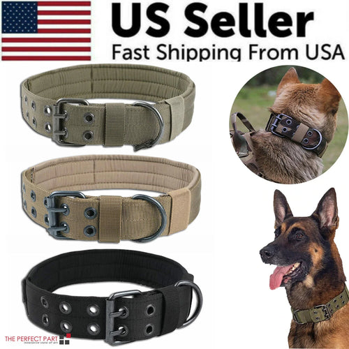 2" Wide Tactical Heavy Duty Nylon Large Dog Collar - K9 Military Style with Secure Metal Buckle for Ultimate Strength and Comfort