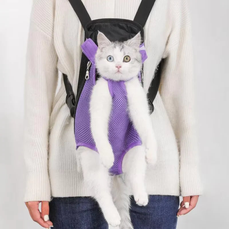 Adjustable Dual-Shoulder Pet Carrier Backpack for Cats and Dogs - Portable Outdoor Travel and Hiking Bag