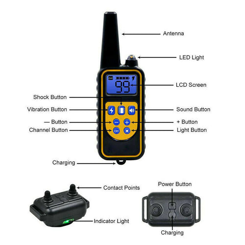 3000 FT Rechargeable Dog Training Collar - Waterproof Remote Shock Trainer for Effective Pet Obedience
