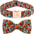 Adorable Fall Dog Collar - Halloween Pumpkin & Flower Print, Adjustable Cotton Collars for All Breeds, Perfect for Stylish Pets!