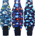 Premium Reusable Male Dog Diapers - 3 Pack Washable Belly Bands for XL Dogs, High Absorbency for Incontinence, Excitable Urination & Training (Seafloor Design)