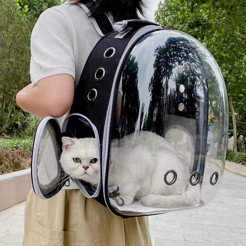 Space Capsule Pet Carrier Backpack - Breathable & Portable Transparent Design for Cats and Dogs