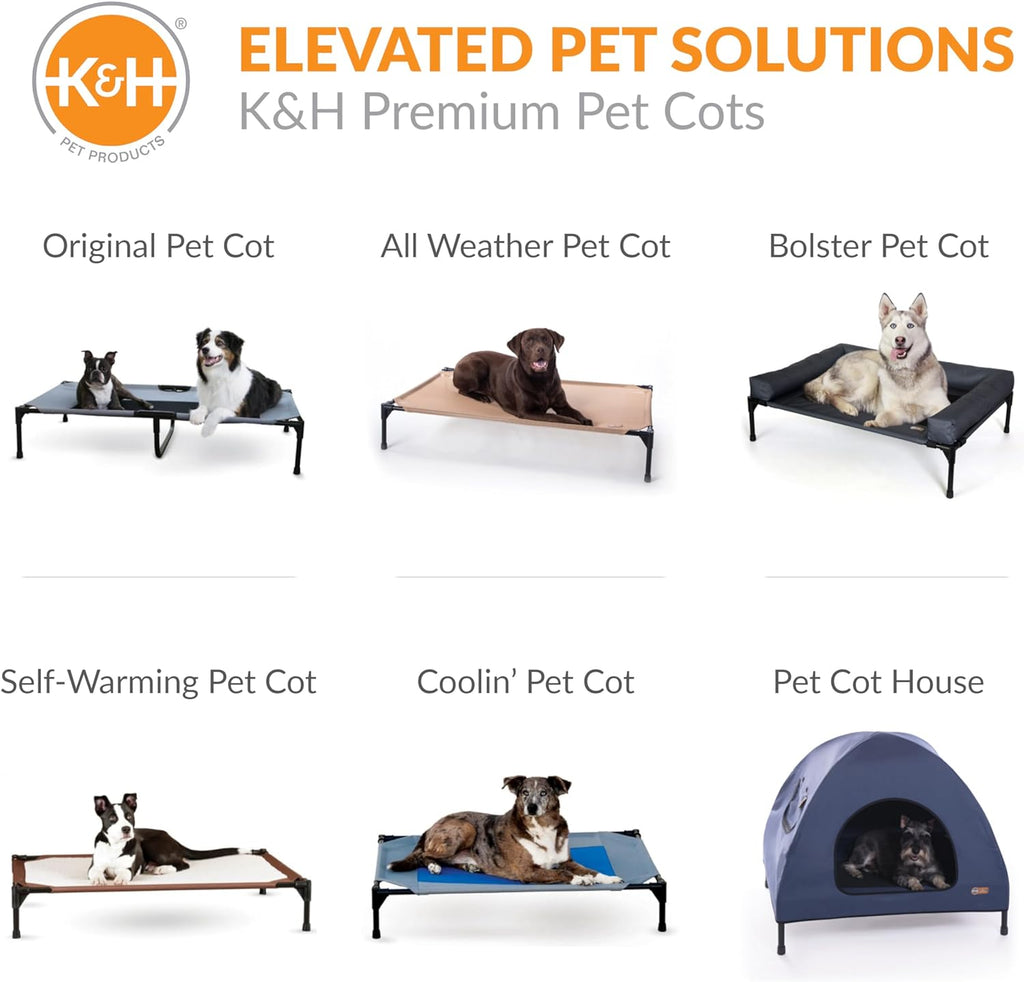  Outdoor Elevated Dog Bed - XL Cooling Raised Bed for Large Pets, Breathable Mesh Hammock Design, Washable Cover & Portable Metal Frame - Chocolate 50x32In